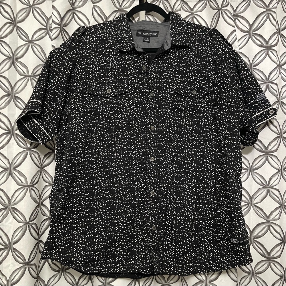 Casual Black and White Button Down Shirt